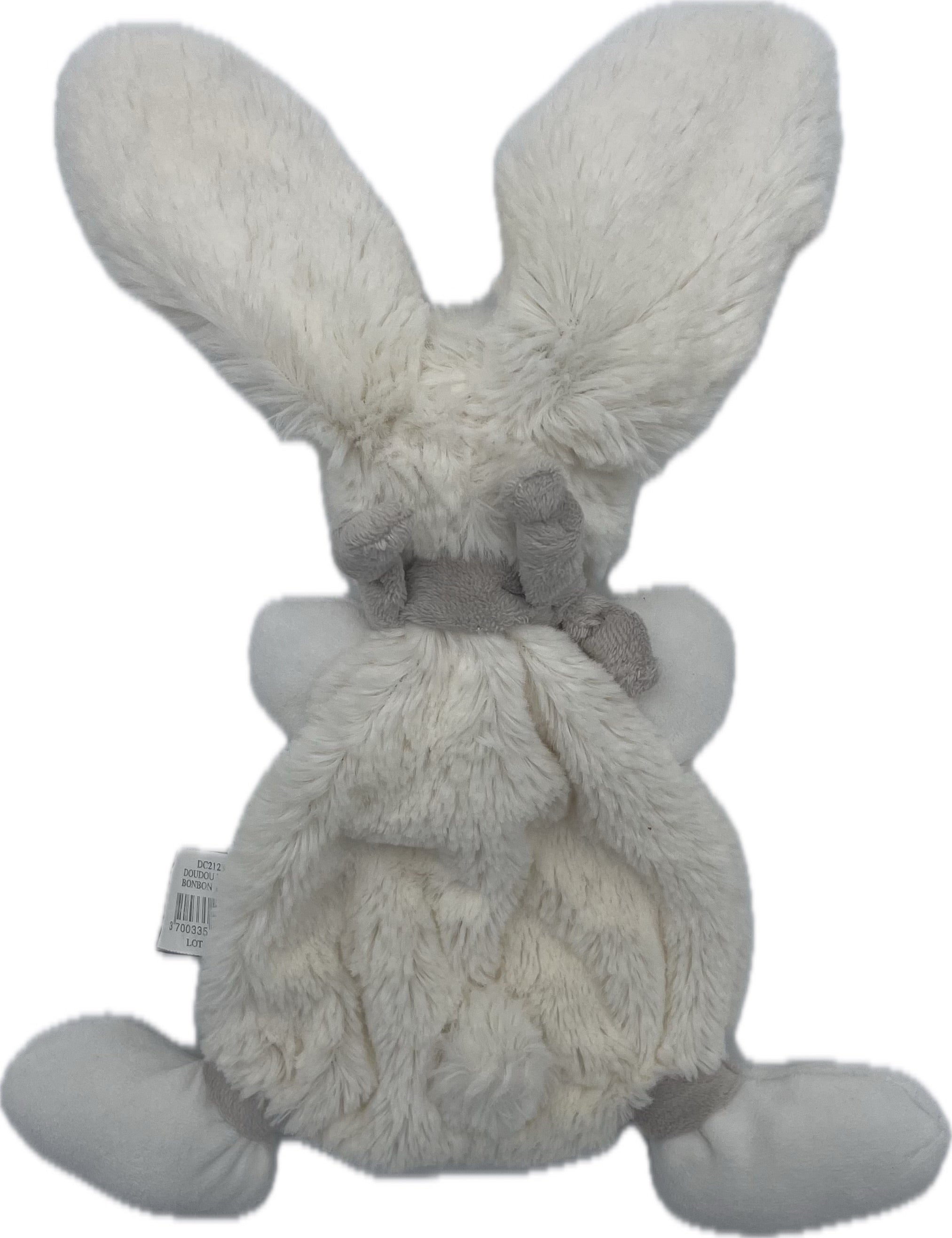 Doudou lapin plat écru taupe - Bonbon - DC2123 Doudou et Compagnie