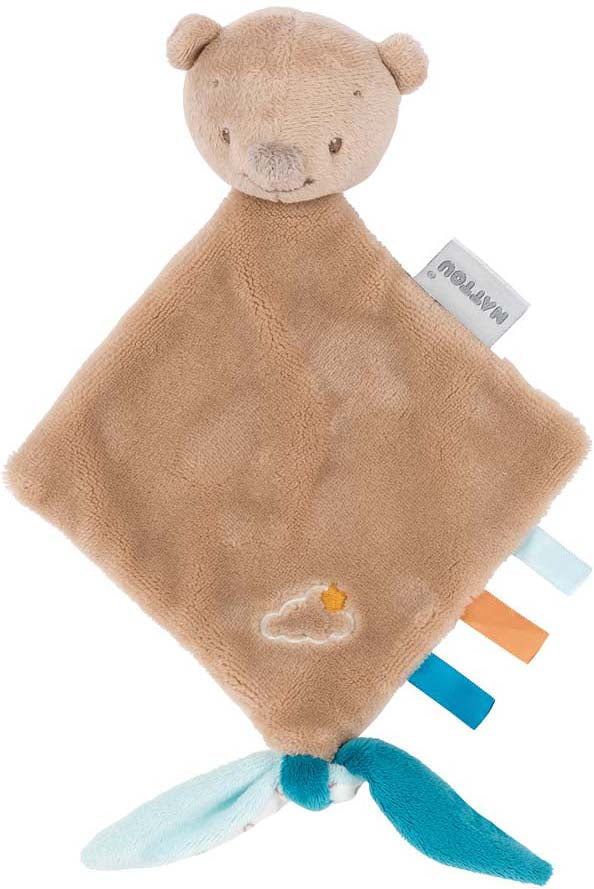 Doudou mini ours plat marron - Basile et Mia - Nattou