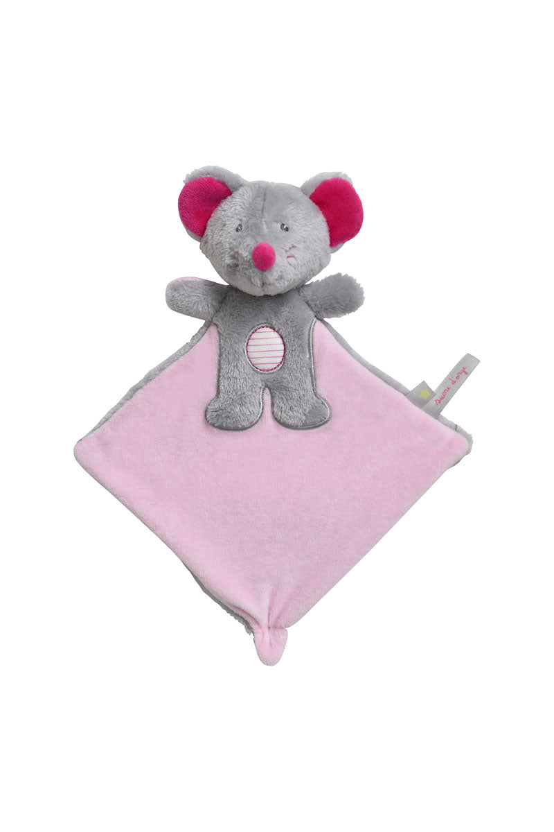 Doudou souris plat rose et gris - Sucre d'Orge