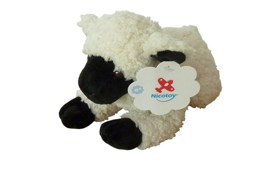 Peluche mouton blanc crème noir - Nicotoy - 26 cm