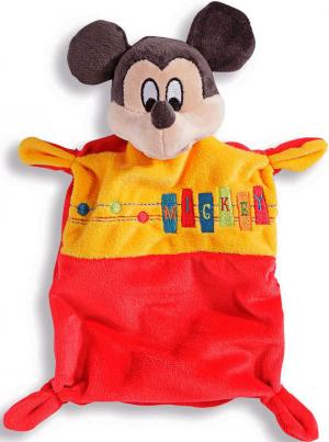 Doudou souris Mickey plat rouge jaune orange - Disney - 24 cm