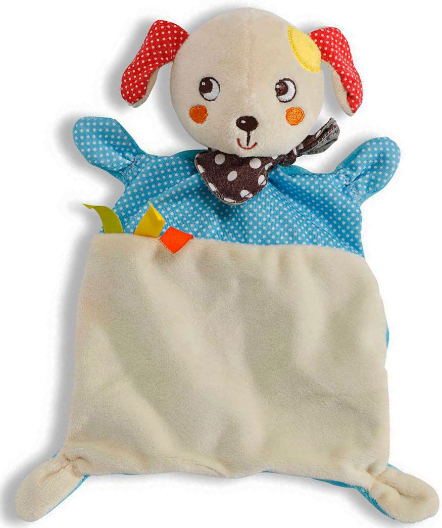 Doudou chien plat beige bleu - Nicotoy