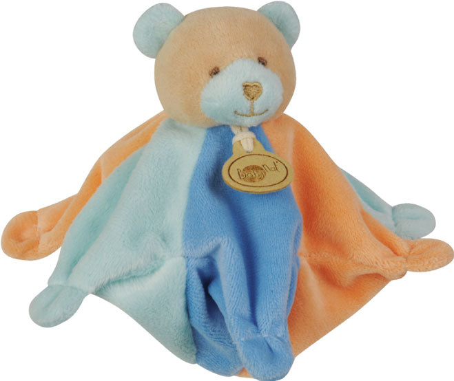 Doudou ours plat bleu orange - Douceur Flower - BN651 Baby'Nat