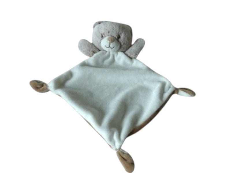 Doudou ours plat marron blanc - Tex Baby