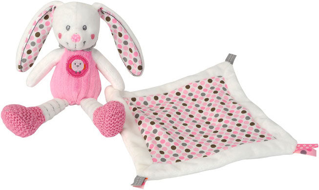 Peluche lapin avec mouchoir rose blanc - Nicotoy