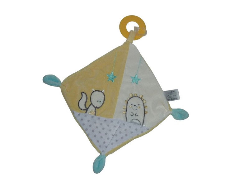Doudou plat écureuil hérisson jaune blanc - Gémo