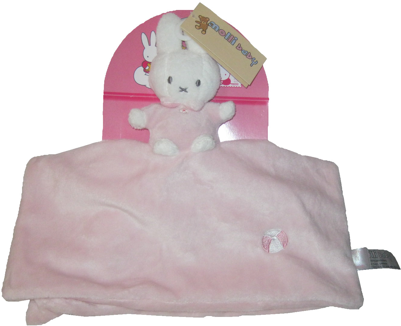 Doudou lapin plat Miffy rose - Molly Baby