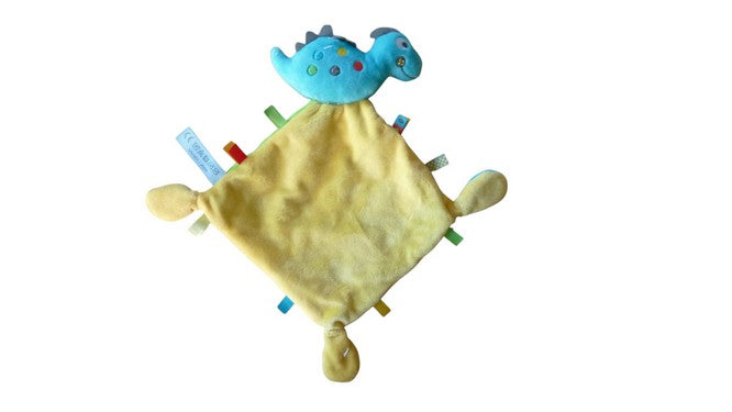 Doudou dinosaure plat bleu vert jaune - Nicotoy