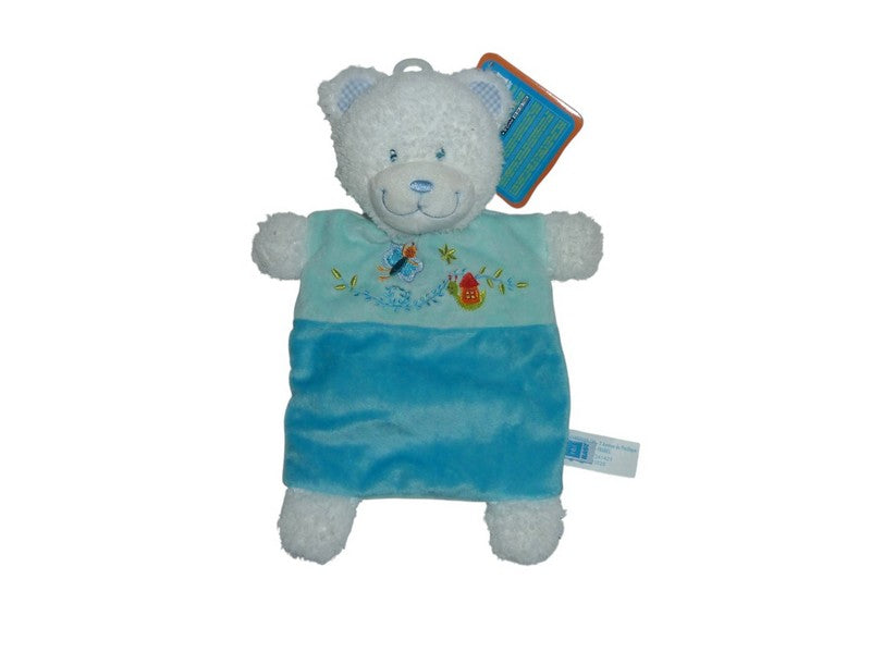 Doudou ours plat bleu blanc - Tex Baby