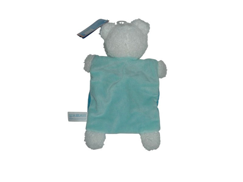 Doudou ours plat bleu blanc - Tex Baby