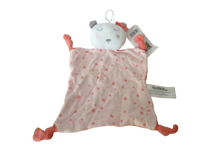 Doudou ours plat rose blanc - TAO