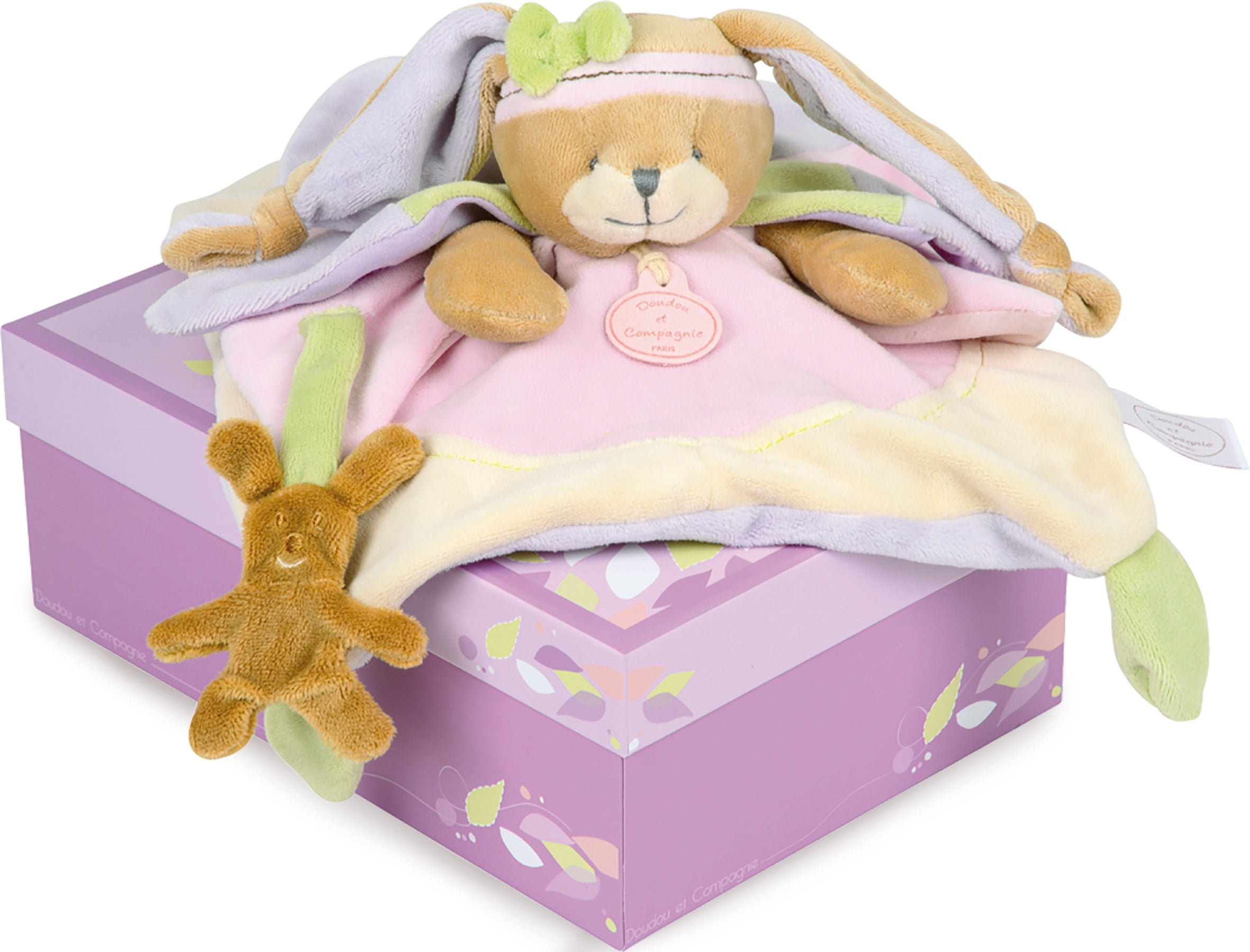 Doudou lapin plat Mélis et Lilas - Doudou et Compagnie DC2633