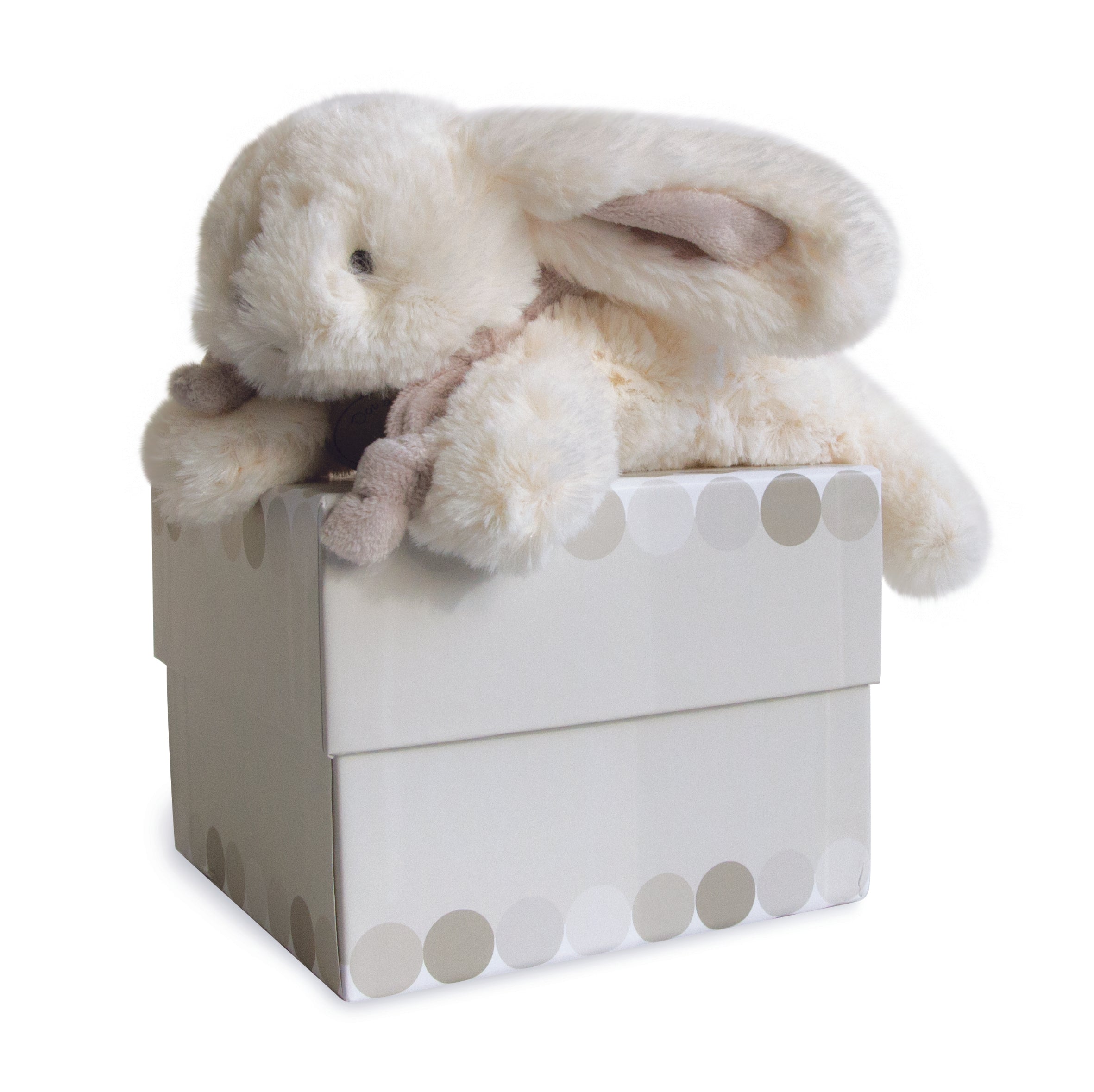 Peluche lapin Bonbon blanc taupe - Doudou et Compagnie DC1240 - 20 cm