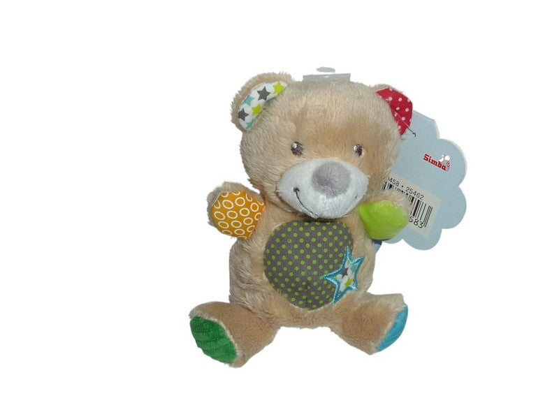 Peluche ours marron multicolore - Nicotoy - 18 cm