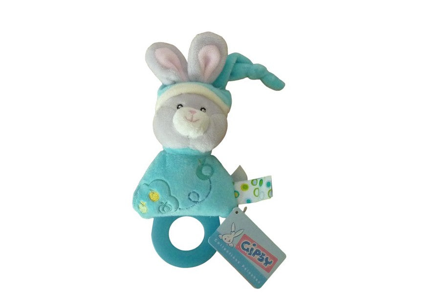 Doudou anneau de dentition Pomme lapin bleu - Gipsy