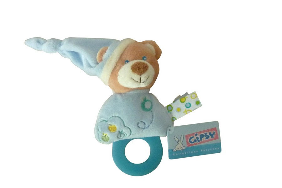 Doudou anneau de dentition Pomme ours bleu - Gipsy