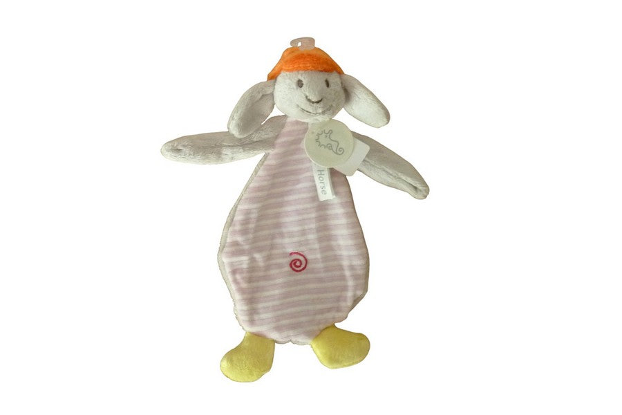 Doudou lapin plat Rafi rose orange jaune - Happy Horse