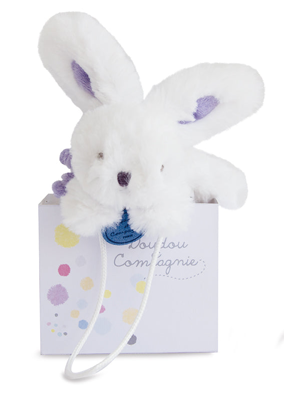 Peluche lapin blanc violet - Coucou doudou - DC2679 Doudou et Compagnie - 15 cm