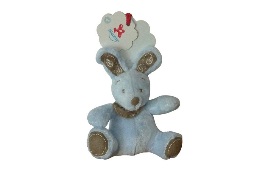 Peluche lapin bleu - Nicotoy - 20 cm