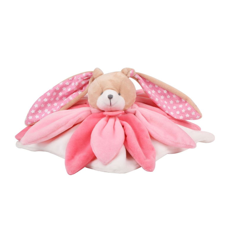 Doudou lapin plat rose blanc - Collector - DC2791 Doudou et Compagnie