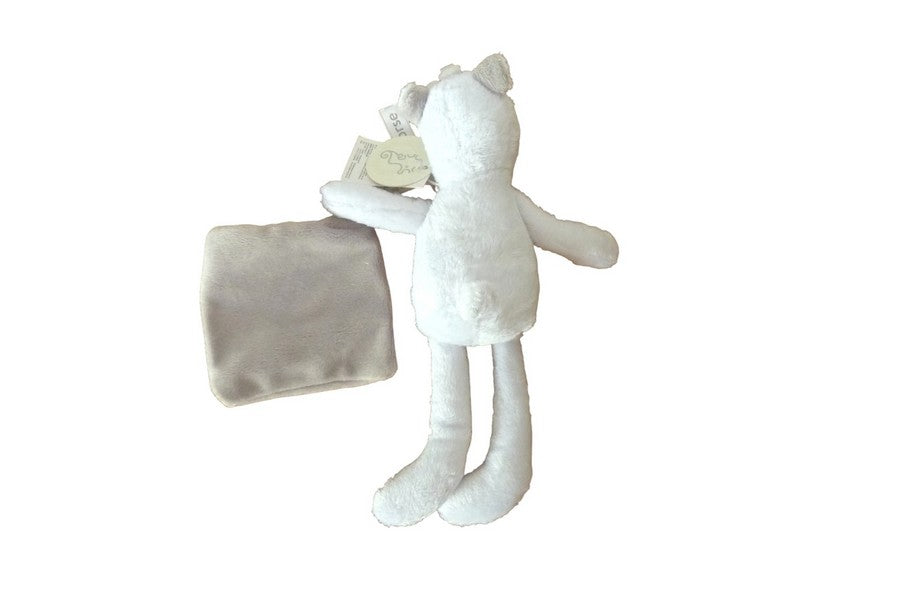 Peluche ours Buddy avec mouchoir blanc gris - Happy Horse
