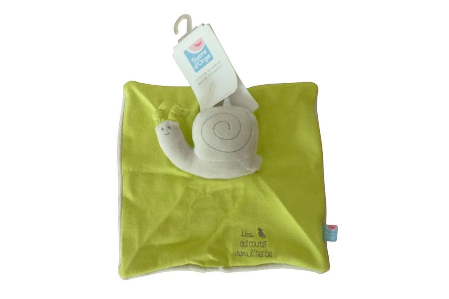 Doudou escargot plat vert gris - Sucre d'Orge