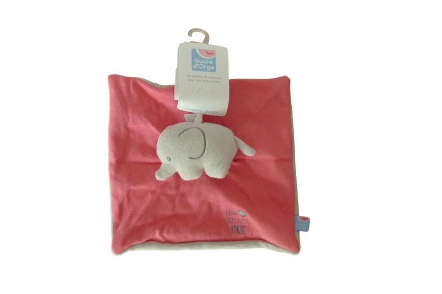 Doudou éléphant plat rose - Sucre d'Orge