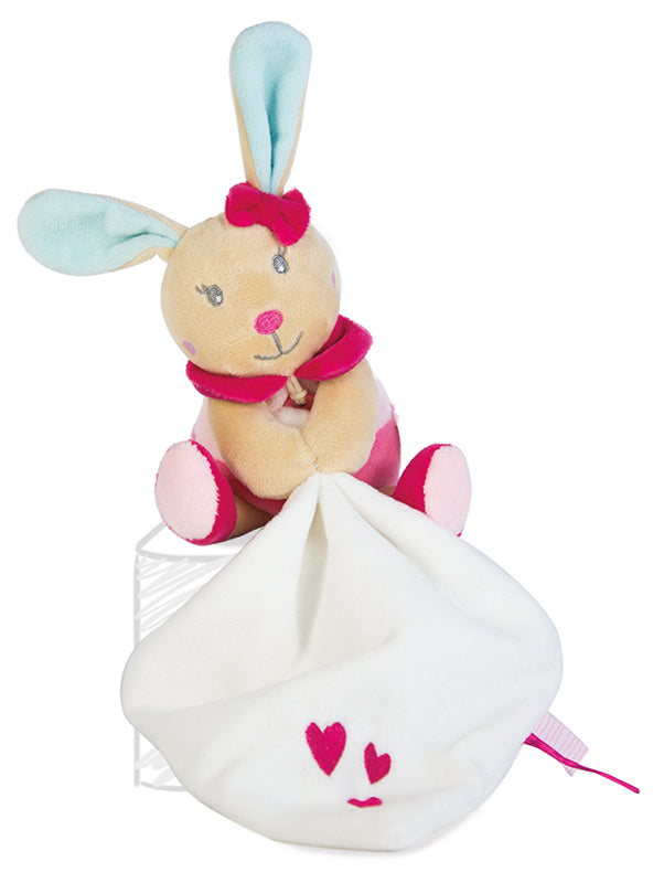 Peluche lapin avec mouchoir blanc rose - Perle & Perlim - BN090 Baby'Nat