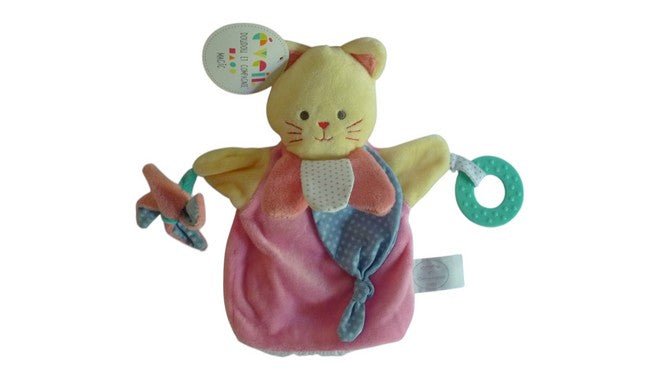 Doudou chat rose jaune - Magic Marionnette - DC3005 Doudou et Compagnie