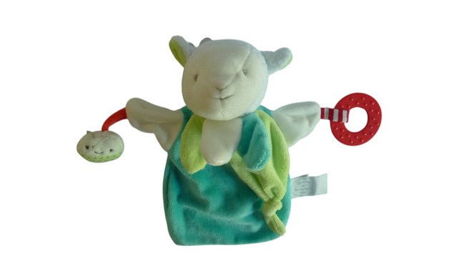 Doudou mouton bleu vert - Magic Marionnette - DC3005 Doudou et Compagnie