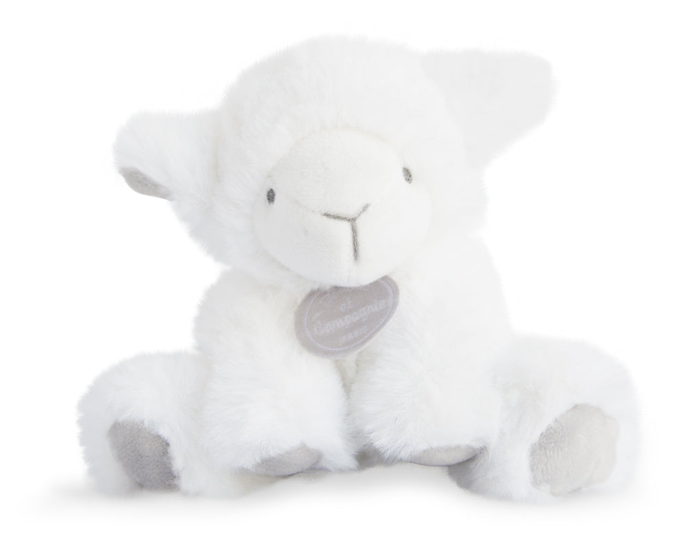 Peluche mouton blanc taupe 12 cm - DC3105 Doudou et Compagnie