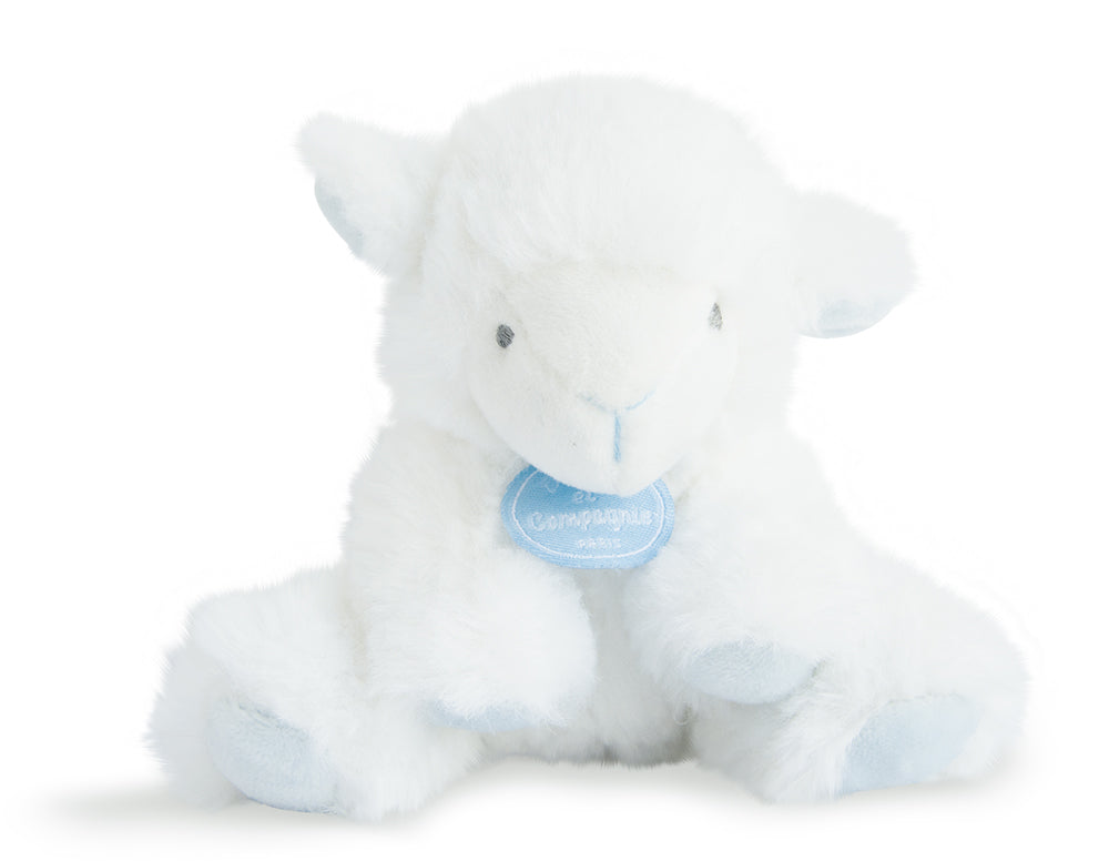 Peluche mouton blanc bleu - DC3105 Doudou et Compagnie - 12 cm