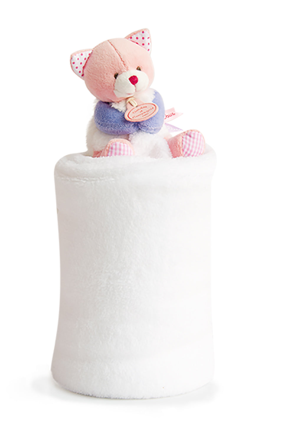 Plaid - couverture chat rose blanc violet - Doudou et Compagnie DC3054