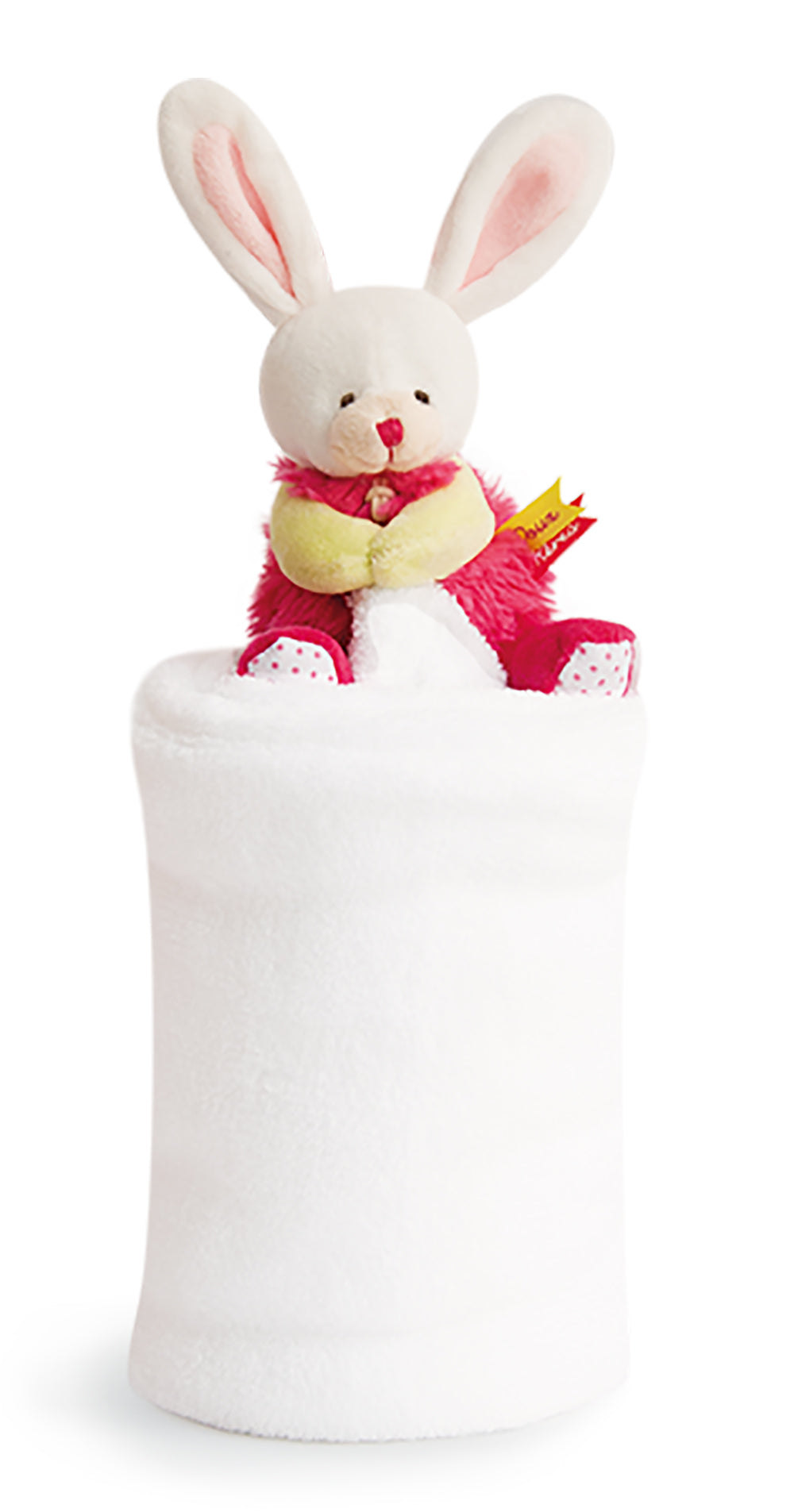Plaid - couverture lapin fuchsia vert - Doudou et Compagnie DC3054