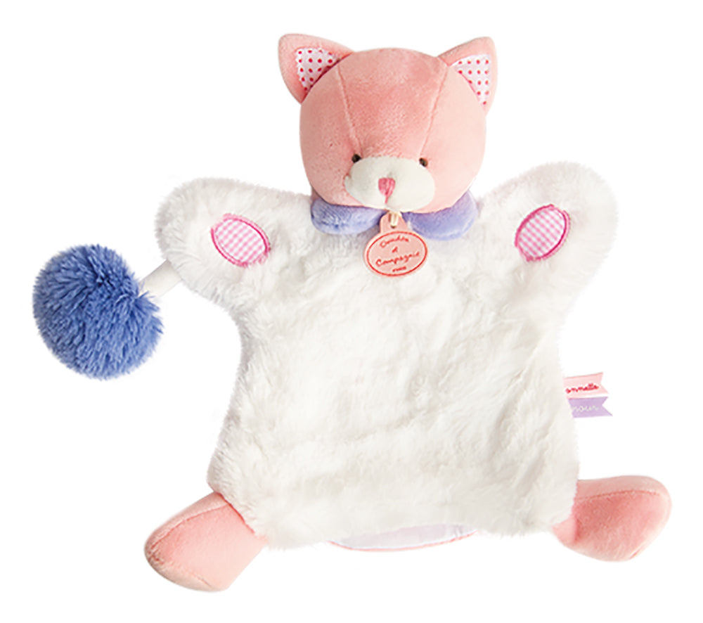 Doudou chat marionnette rose blanc - Lovely - DC3050 Doudou et Compagnie