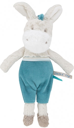 Peluche âne blanc bleu - Sucre d'Orge - 30 cm