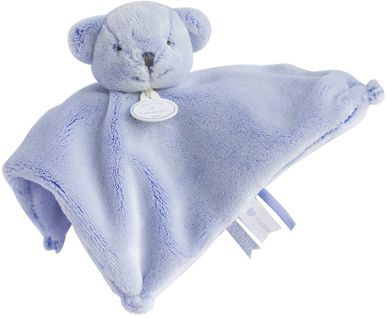Doudou ours plat bleu - J'Aime Mon Doudou - DC3161 Doudou et Compagnie
