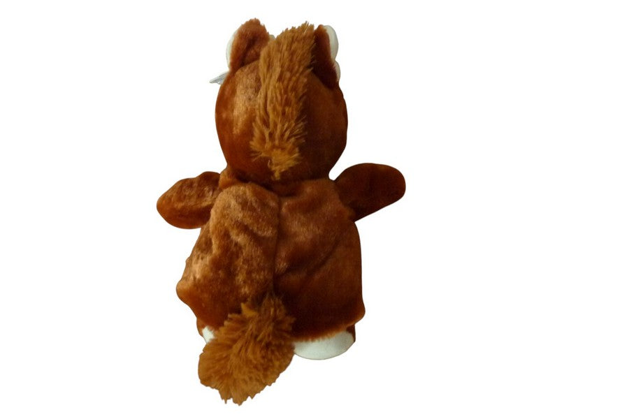 Doudou cheval marionnette marron blanc - Nicotoy