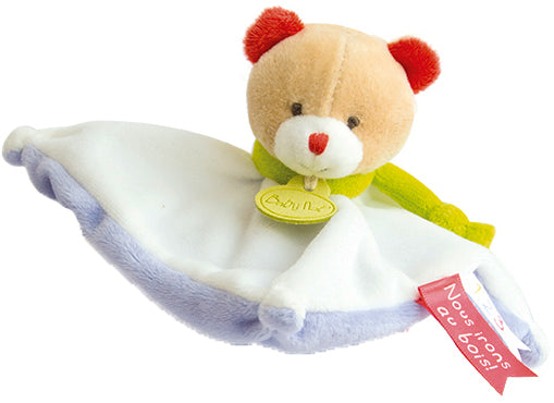 Doudou ours plat blanc violet - Comptine - BN0165 Baby'Nat