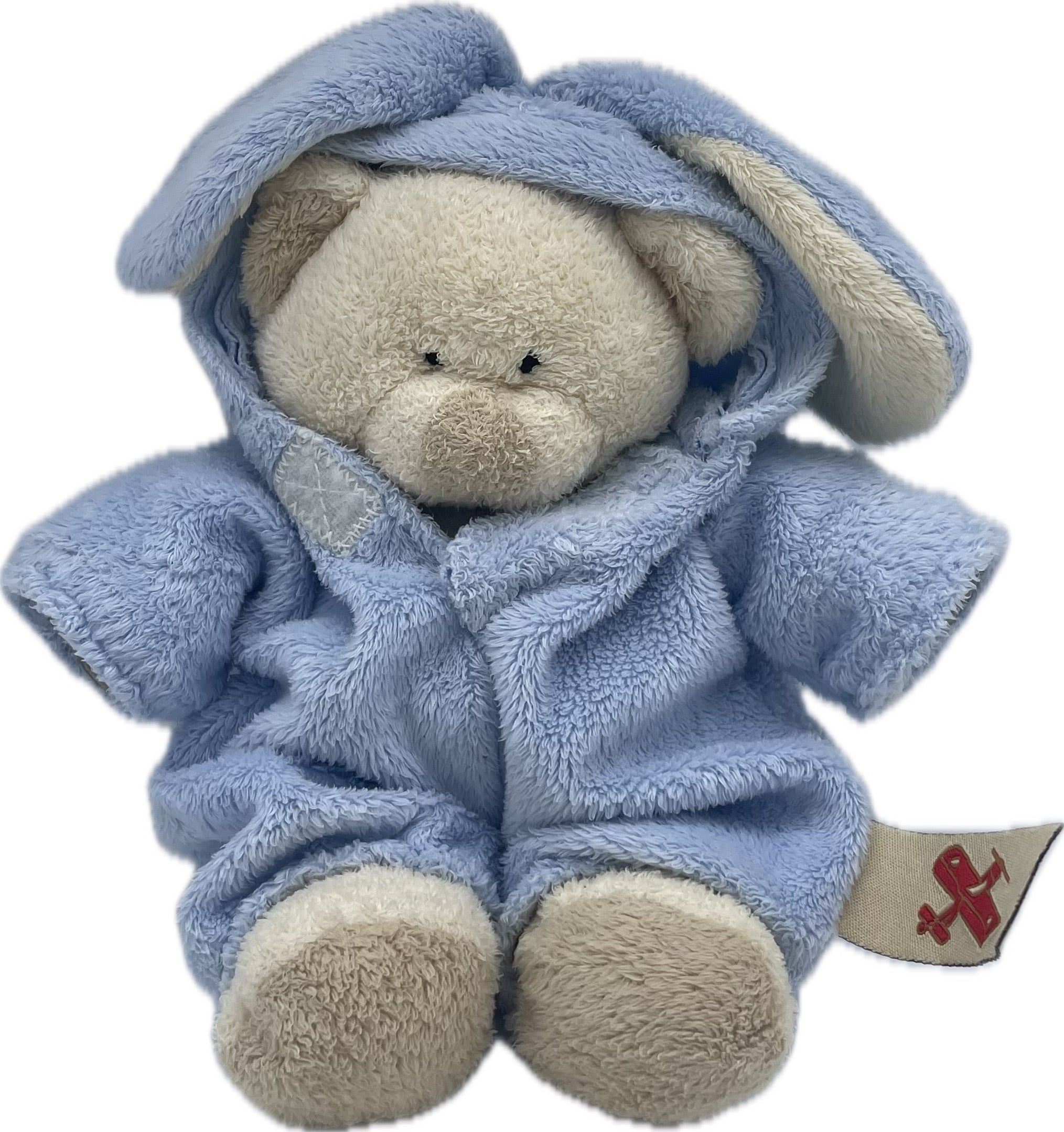 Peluche ours déguisé en lapin bleu écru - Nicotoy - 20 cm