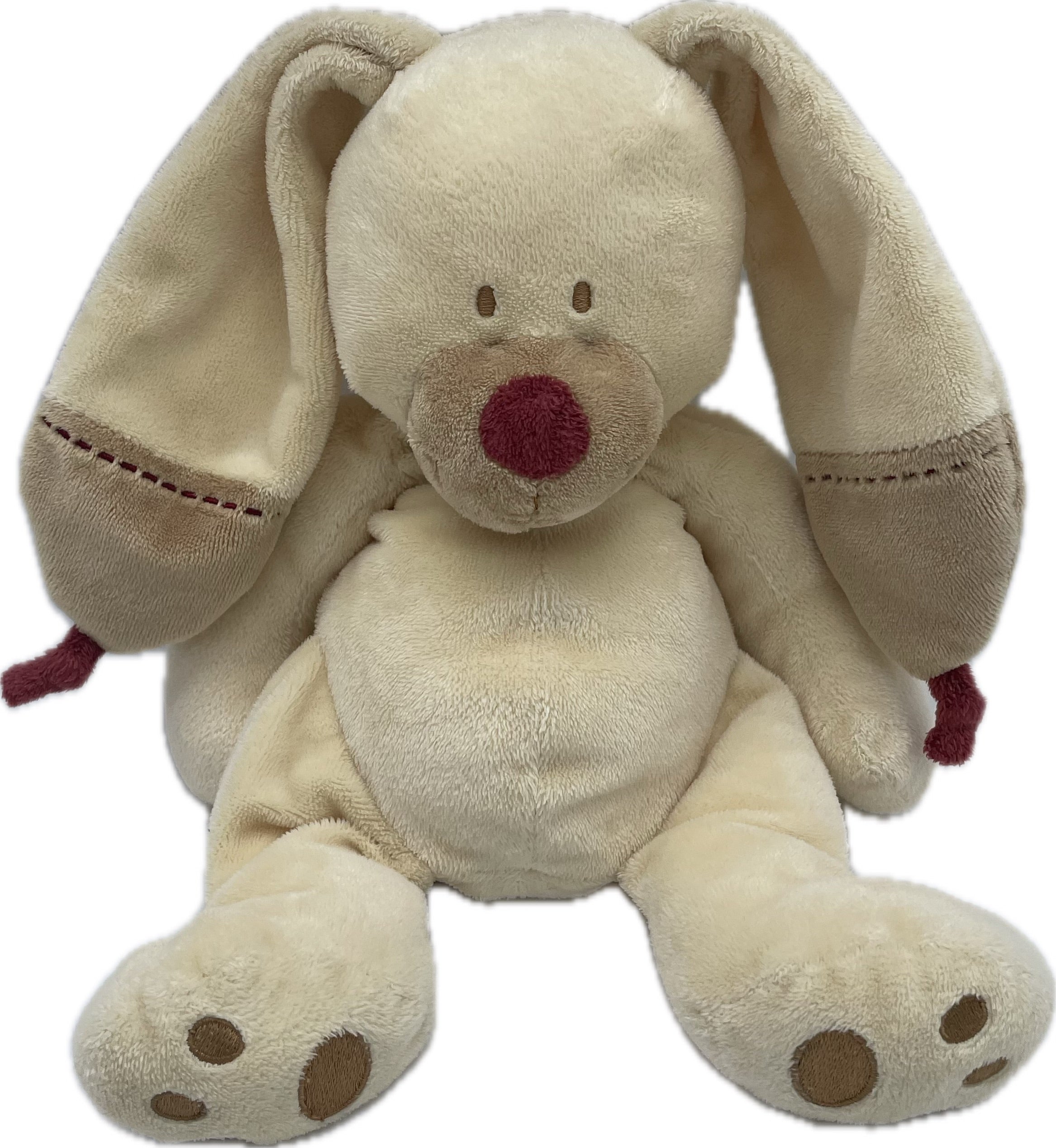 Peluche lapin beige marron bordeaux - Nicotoy