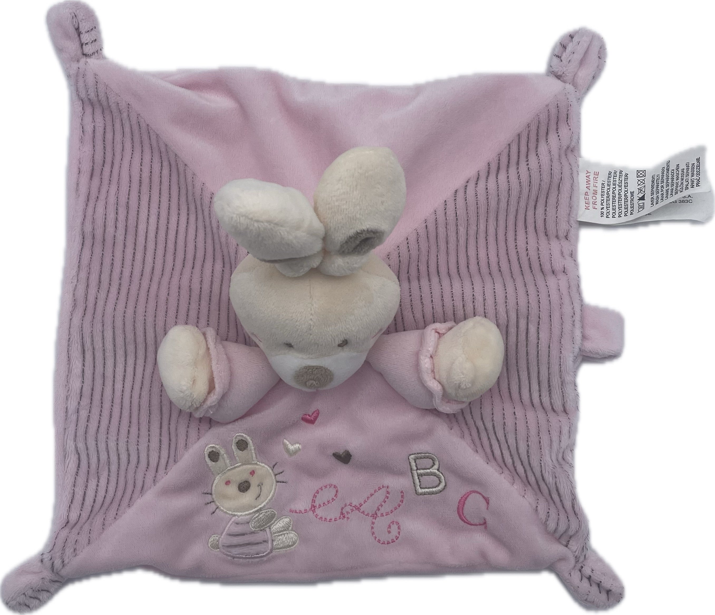 Doudou lapin plat rose - Nicotoy