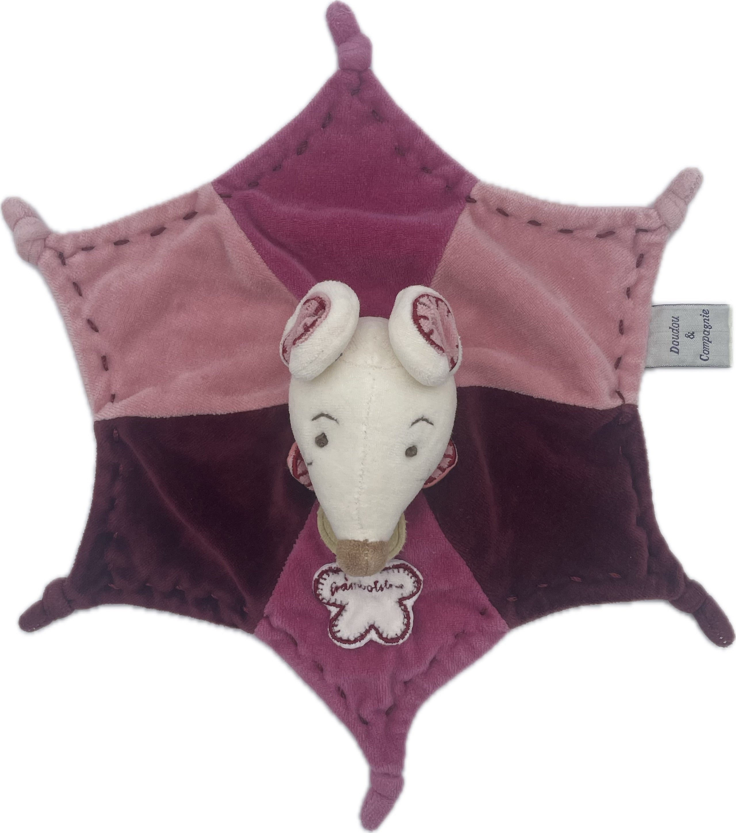 doudou souris Framboisine plat - Doudou et Compagnie