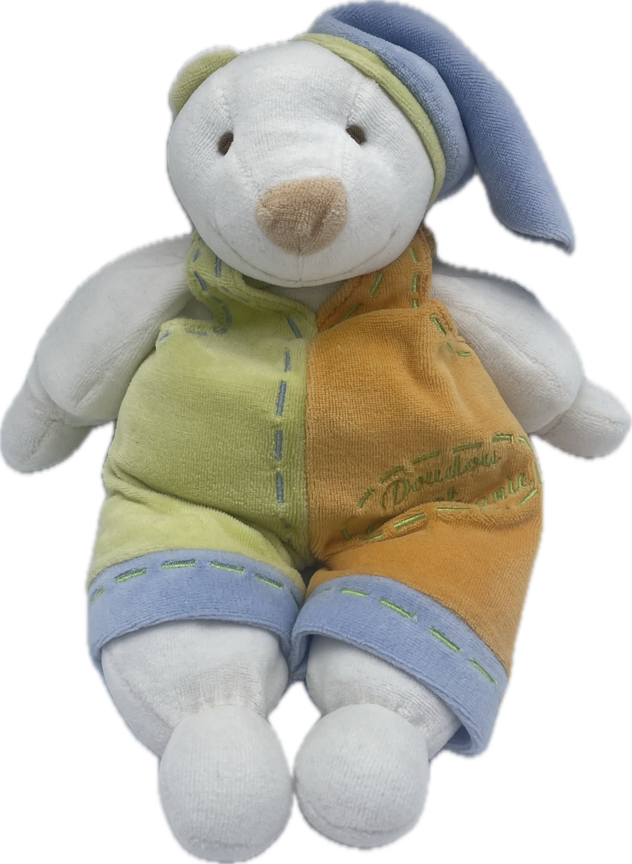 Peluche ours vert orange bleu - Doudou et Compagnie - 32 cm