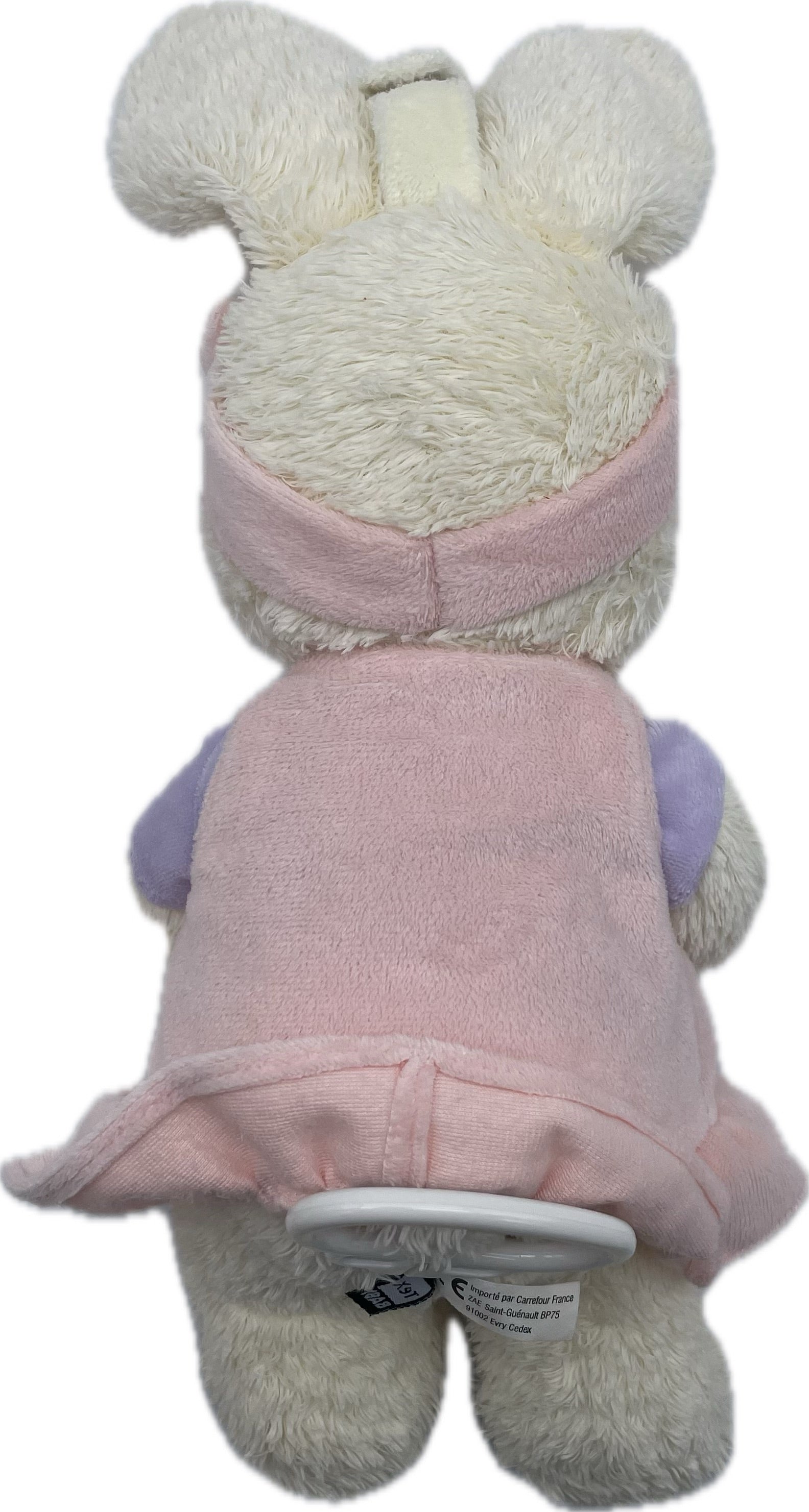 Peluche lapin musical rose avec papillon - Tex Baby