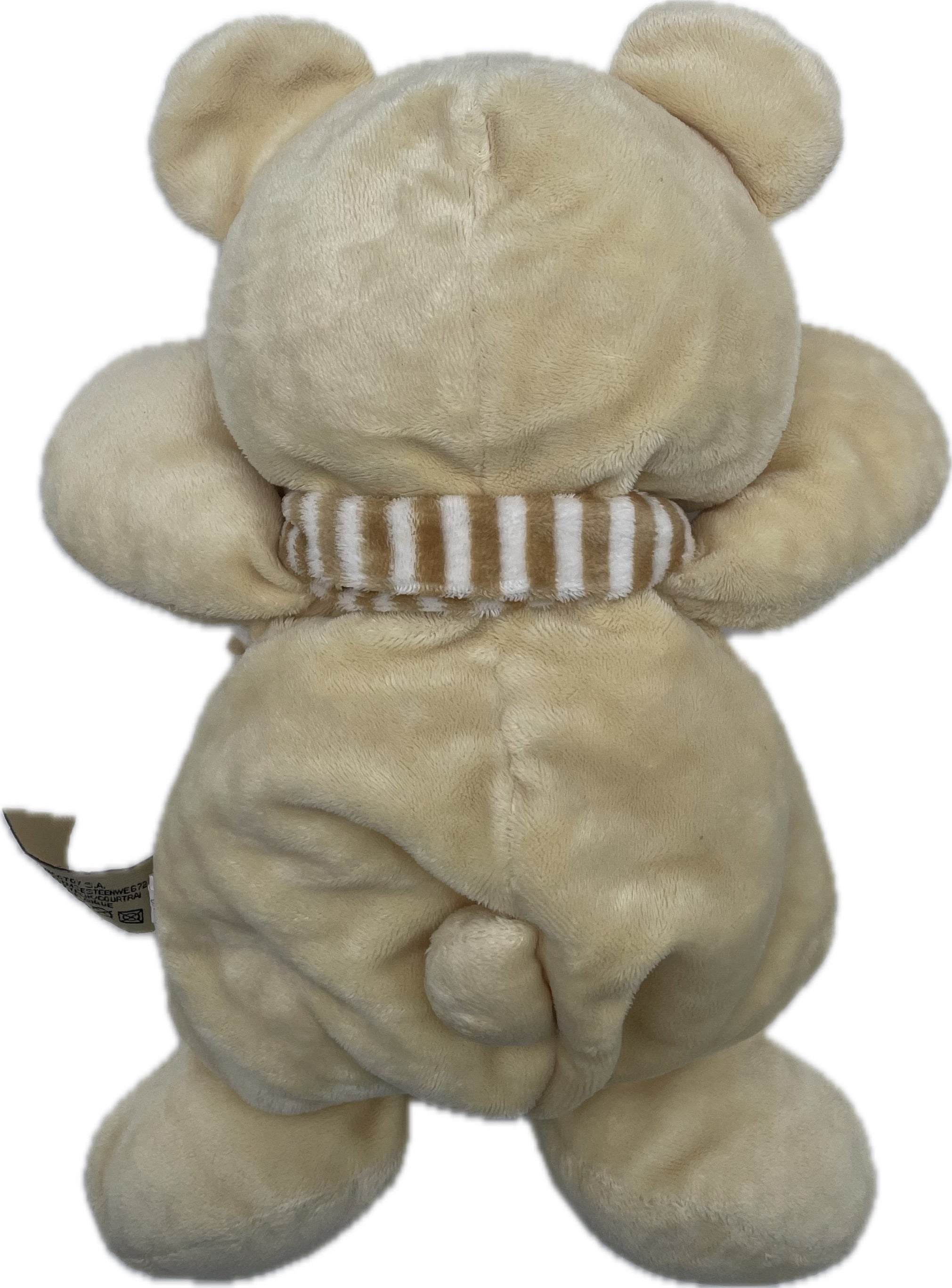 Peluche ours beige écharpe à rayures - Nicotoy