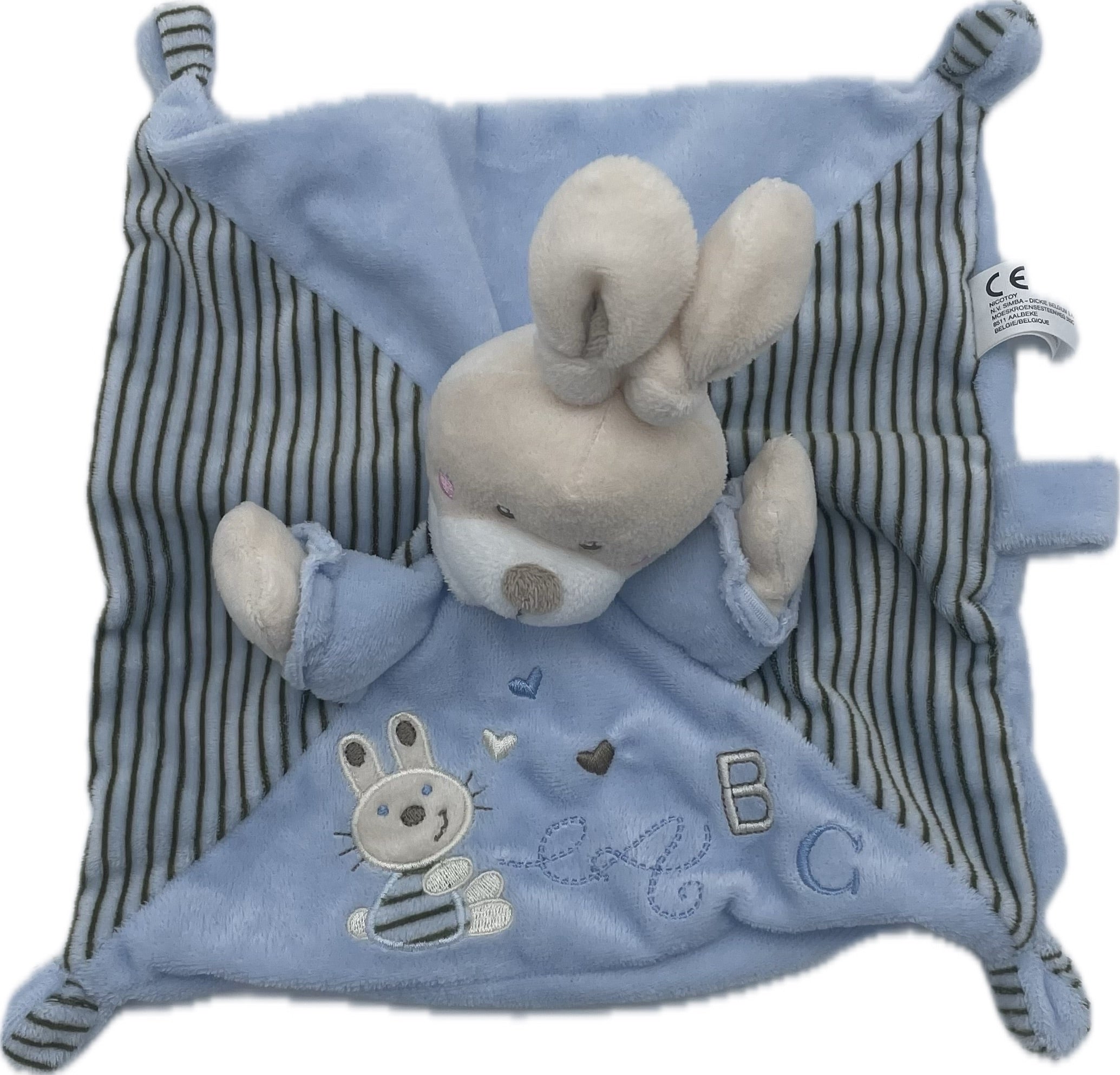 Doudou lapin plat bleu - Nicotoy