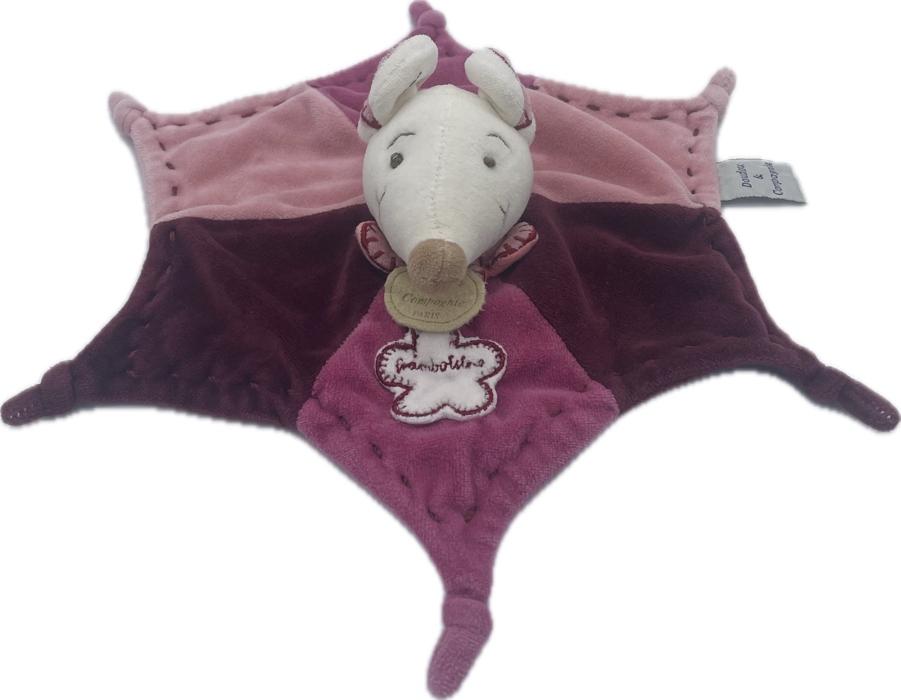 doudou souris Framboisine plat - Doudou et Compagnie
