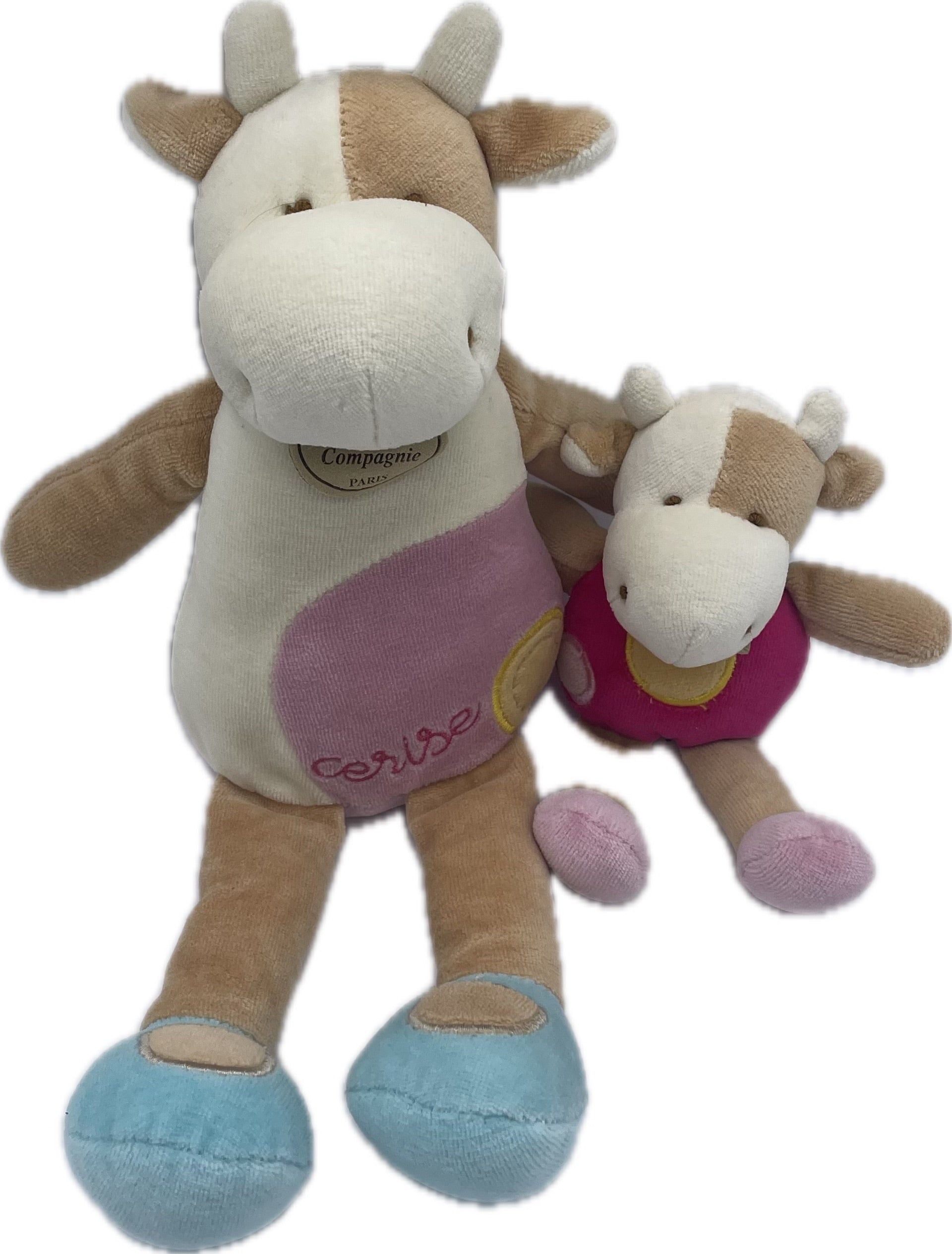 Peluche vache Cerise et son petit - Doudou et Compagnie - 33 cm
