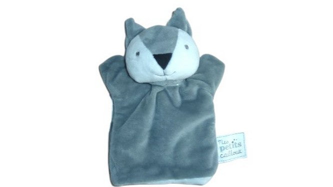 Doudou renard gris - marionnette - Mes Petits Cailloux